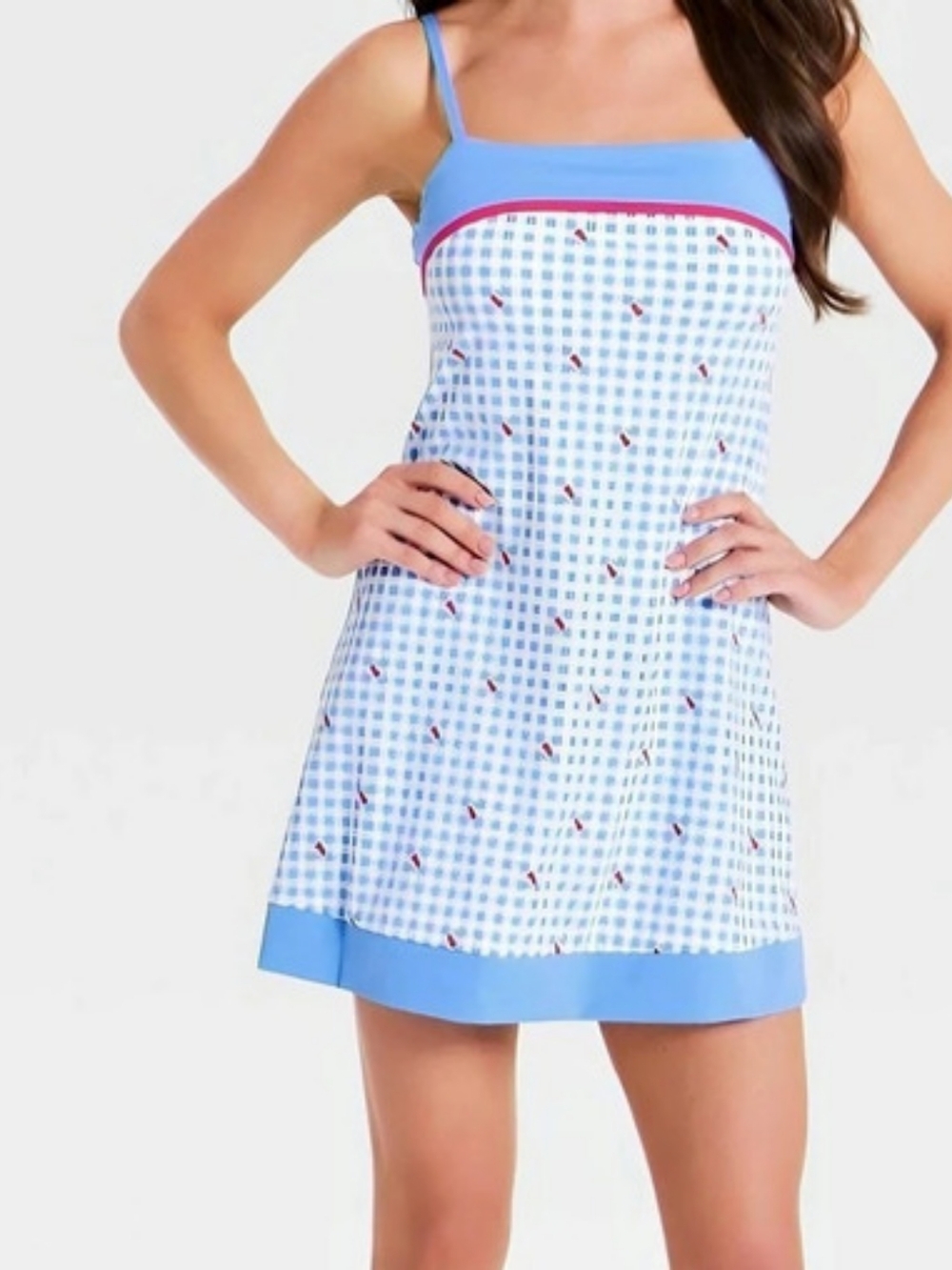 All in Motion Girl's Everyday Soft Active Court Dress Blue & White